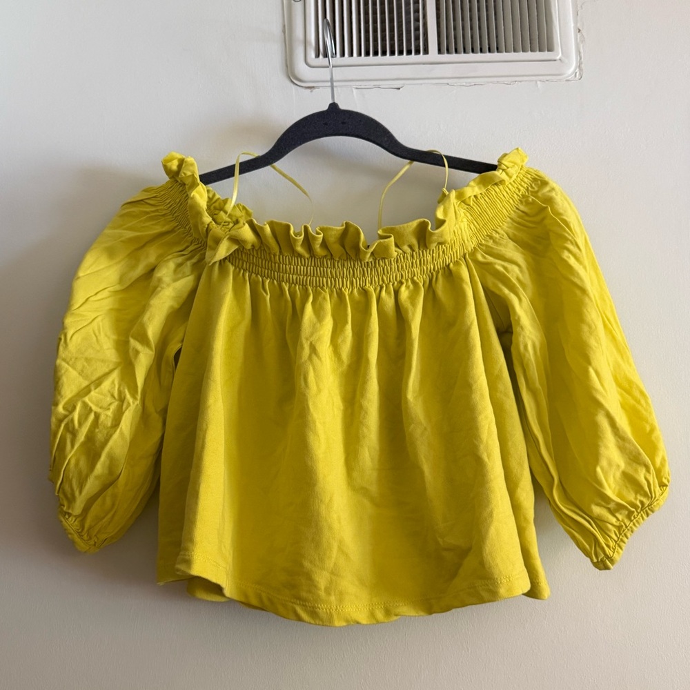 3 for $15 Zara Bright Yellow Off the Shoulder Ruffle Top Neon Y2K Summer Bright - Picture 5 of 8
